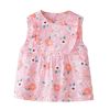 Pink Flora Baby's Inner Waterproof Apron Eating Smock Girl's Princess Smock Sleeveless Bib