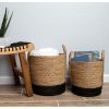 Round Seagrass Baskets, Natural, Black, Set of 2, Large & Medium