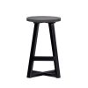 Rustic Distressed Solid Wood Round Dining Stool – Grey