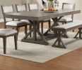 Dining Room Furniture Large Family Dining Table w Leaf Ash Gray Table "X" Design Legs Solid wood 1pc Dining Table Only