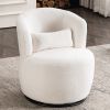 White Plush Swivel Accent Chair - Contemporary Round Armchair with 360° Rotation and Metal Base for Living Room Elegance