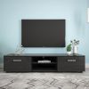 Black TV Stand for 70 Inch TV Stands, Media Console Entertainment Center Television Table, 2 Storage Cabinet with Open Shelves for Living Room Bedroom