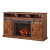 Bridgevine Home Farmhouse 66 inch Electric Fireplace TV Stand for TVs up to 80 inches, Aged Whiskey Finish