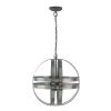 4 - Light Galvanized Chandelier, Hanging Light Fixture with Adjustable Chain for Kitchen Dining Room Foyer Entryway, Bulb Not Included