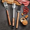 Tramontina 3 PK Utensils Set (Spatula, Meat Tong, Grill Brush) Wood Handle Churrasco