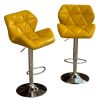 Glasgow Contemporary Tufted Adjustable Height Hidraulic Bar Stools, Set of 2, Yellow