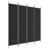 4-Panel Room Divider Black 78.7"x78.7" Fabric