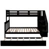 Twin-Over-Full Bunk Bed with Twin size Trundle, Storage and Guard Rail for Bedroom, Dorm, for Adults, Espresso(OLD SKU :LT000119AAP)