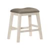 Antique White Finish Set of 2 Counter Height Barstool Brown Textured Fabric Upholstered Nailhead Trim Casual Dining Furniture