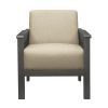 Light Brown Accent Chair 1pc Solid Wood Frame Cushion Back Classic Living Room Furniture Antique Gray Wooden