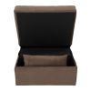 Modern Lift Top Storage Bench with Pull-out Bed 1pc Brown Velvet Tufted Solid Wood Furniture