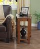 Contemporary Espresso Finish Chairside Table with Lower Shelf Wedge Shape Wooden Furniture 1pc Side Table