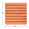 8-Slat Reddish Brown Wood Interlocking Deck Tile (Set of 10 Tiles)- AS