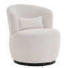 White Plush Swivel Accent Chair - Contemporary Round Armchair with 360° Rotation and Metal Base for Living Room Elegance