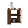 Square side table; simple style design; 3-tier end table; wood living room nightstand; bedroom; easy assembly; 1-pack; rustic brown