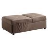 Modern Lift Top Storage Bench with Pull-out Bed 1pc Brown Velvet Tufted Solid Wood Furniture