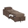 Modern Lift Top Storage Bench with Pull-out Bed 1pc Brown Velvet Tufted Solid Wood Furniture