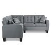 Gray Reversible 4-Piece Sectional Sofa Tufted Detail Textured Fabric Upholstered Solid Wood Contemporary Living Room Furniture L-Shape Sofa Couch