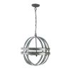 4 - Light Galvanized Chandelier, Hanging Light Fixture with Adjustable Chain for Kitchen Dining Room Foyer Entryway, Bulb Not Included