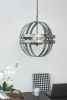 4 - Light Galvanized Chandelier, Hanging Light Fixture with Adjustable Chain for Kitchen Dining Room Foyer Entryway, Bulb Not Included