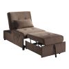 Modern Lift Top Storage Bench with Pull-out Bed 1pc Brown Velvet Tufted Solid Wood Furniture