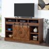 Bridgevine Home Farmhouse 66 inch Electric Fireplace TV Stand for TVs up to 80 inches, Aged Whiskey Finish