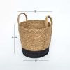 Round Seagrass Baskets, Natural, Black, Set of 2, Large & Medium