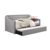 Modern Design Gray Fabric Upholstered 1pc Sofa Bed w Trundle Button-Tufted Detail Nailhead Trim Daybed Wooden Furniture