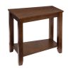 Contemporary Espresso Finish Chairside Table with Lower Shelf Wedge Shape Wooden Furniture 1pc Side Table