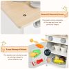 Wooden Pretend Play Kitchen Set for Kids with Accessories and Sink