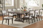 Dining Room Furniture Large Family Dining Table w Leaf Ash Gray Table "X" Design Legs Solid wood 1pc Dining Table Only