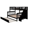 Twin-Over-Full Bunk Bed with Twin size Trundle, Storage and Guard Rail for Bedroom, Dorm, for Adults, Espresso(OLD SKU :LT000119AAP)