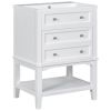 24" Bathroom Vanity With Sink, Bathroom Storage Cabinet with Drawer and Open Shelf, Solid Wood Frame, White