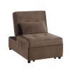 Modern Lift Top Storage Bench with Pull-out Bed 1pc Brown Velvet Tufted Solid Wood Furniture