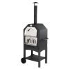 Outdoor Wood Fired Pizza Oven with Pizza Stone; Pizza Peel; Grill Rack; and Waterproof Cover for Backyard and Camping