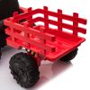 12V Kids Ride On Tractor with Trailer, Battery Powered Electric Car w/ Music, USB, Music, LED Lights, Vehicle Toy for 3 to 6 Ages, Red