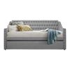 Modern Design Gray Fabric Upholstered 1pc Sofa Bed w Trundle Button-Tufted Detail Nailhead Trim Daybed Wooden Furniture