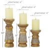 DecMode 3 Candle Bronze Wood Candle Holder, Set of 3