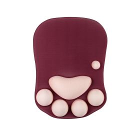 1pc Silicone Wrist Cat Claw Mouse Pad (Color: Burgundy)