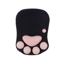 1pc Silicone Wrist Cat Claw Mouse Pad (Color: Black Cherry Blossoms)