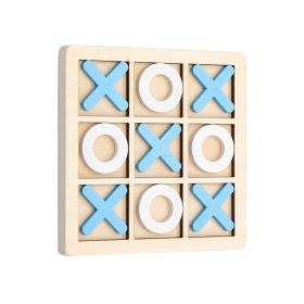 1 Pcs XO Tic Tac Toe Wooden Game Toy Educational, Entertainment, Leisure, Board Game, Building Block Toys 5.5" *5.5 " (Color: Blue)