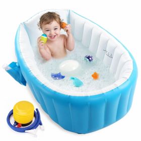 Baby Inflatable Bathtub; Portable Toddler Bathtub Baby Bath Tub Foldable Travel Tub with Air Pump (Color: Pink)