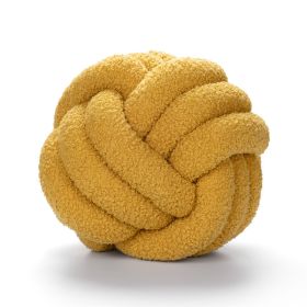 Soft Knot Ball Pillows Throw Knotted Handmade Round Plush Pillow (Color: Yellow)