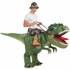 Adult Child Boys Girls Funny Inflatable Dinosaur Costume Riding Tyrannosaurus Rex Cosplay Fancy Dress Kids Halloween Party (Color: Adult (150-190cm))