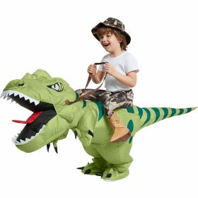 New Hot Sale Funny Child Adult Inflatable Riding Green Dinosaur Cosplay Costume Kids Fancy Dress Halloween Holiday Theme Party (Color: Child 120-150cm)