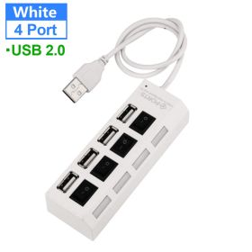 USB HUB 2.0 HUB Multi USB Splitter 4 7 Ports Expander Multiple USB 2 Hab No Power Adapter USB Hub With Independent Switch For PC (Color: White 4 Port 2.0)