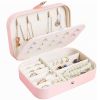 Portable Jewelry Organizer Box Travel Jewelry Case Button Leather Storage Display Box Ring Necklace Jewellery Storage Organizer