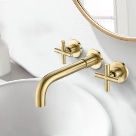 Bathroom Faucet Wall Mounted Bathroom Sink Faucet (Color: Gold)