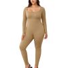 Womens Yoga Jumpsuits Workout Ribbed Long Sleeve Sport Jumpsuits