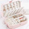 Portable Jewelry Organizer Box Travel Jewelry Case Button Leather Storage Display Box Ring Necklace Jewellery Storage Organizer